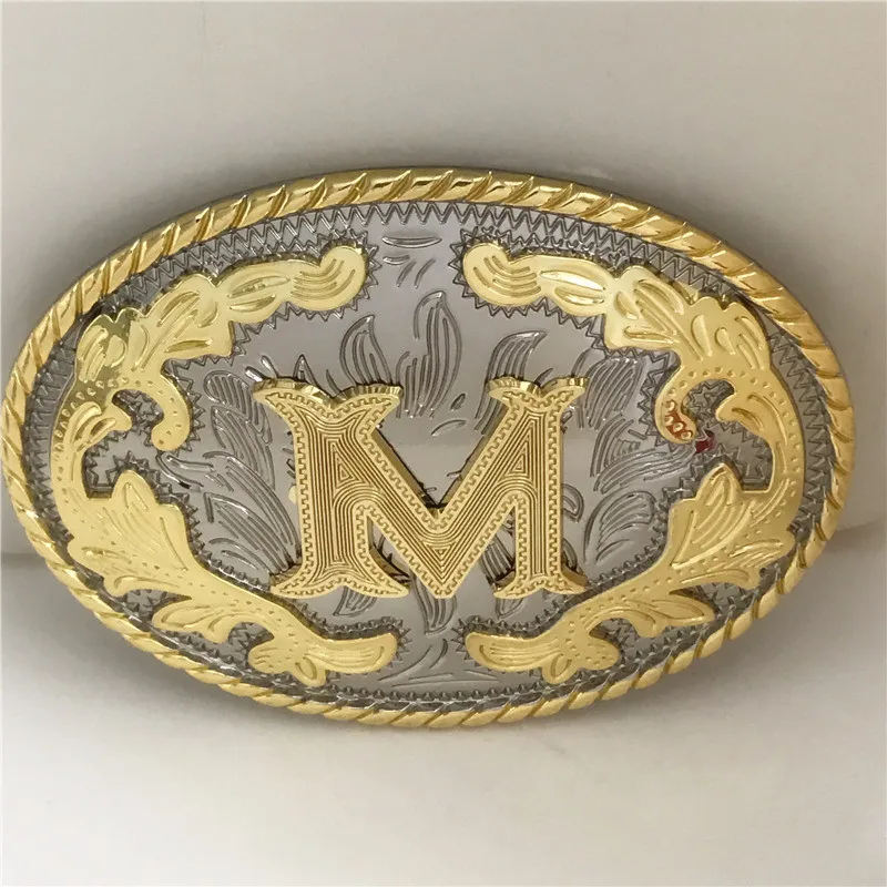 Retail New Style Oval Lace Golden M Initial Letter Men Belt Buckle With Metal Cowboy Belt Head Jewelry For 4cm Wide Belt
Retail New Style Oval Lace Golden M Initial Letter Men Belt Buckle With Metal Cowboy Belt Head Jewelry For 4cm Wide Belt