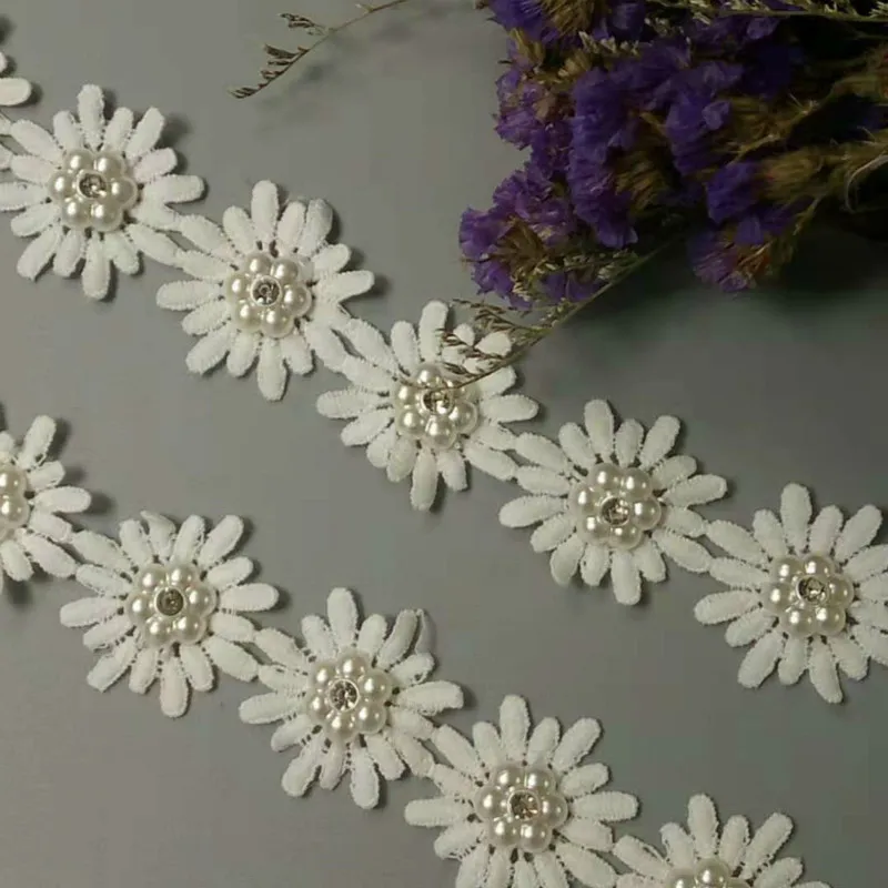 1 yard Vintage Pearl Big Flower Embroidered Lace Ribbon Applique Fabric Handmade DIY Clothes Sewing Craft Lace Trim Decoration 
1 yard Vintage Pearl Big Flower Embroidered Lace Ribbon Applique Fabric Handmade DIY Clothes Sewing Craft Lace Trim Decoration