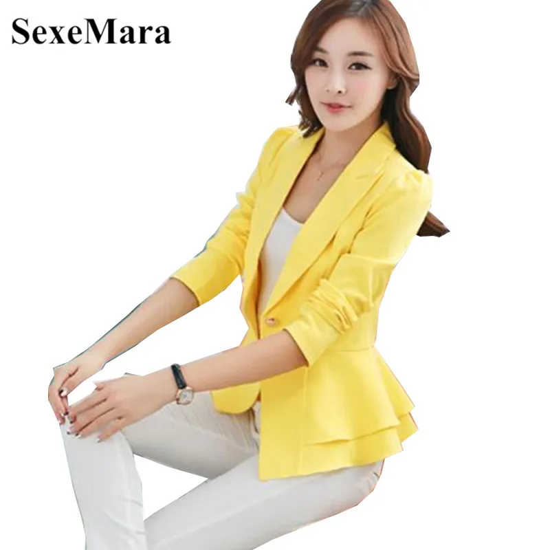 SexeMara 2019 Beautiful New Design Women Jacket Casual Slim Suit Work Wear Coat Yellow Black White Purple Candy Color
SexeMara 2019 Beautiful New Design Women Jacket Casual Slim Suit Work Wear Coat Yellow Black White Purple Candy Color