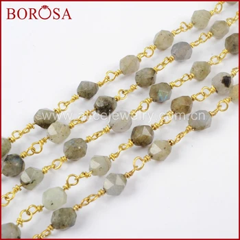 BOROSA 5Meters Gold Color Or Silver Plated 5~6mm Natural Labradorite Facted Bead Chain Beaded Chains for Necklace Jewelry JT226
BOROSA 5Meters Gold Color Or Silver Plated 5~6mm Natural Labradorite Facted Bead Chain Beaded Chains for Necklace Jewelry JT226