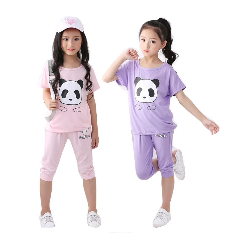 Kids Clothes Short Sleeved T Shirt + pants Sport Sets for Girls Summer New Children panda Clothing Suits 3-10 Ages
Kids Clothes Short Sleeved T Shirt + pants Sport Sets for Girls Summer New Children panda Clothing Suits 3-10 Ages
