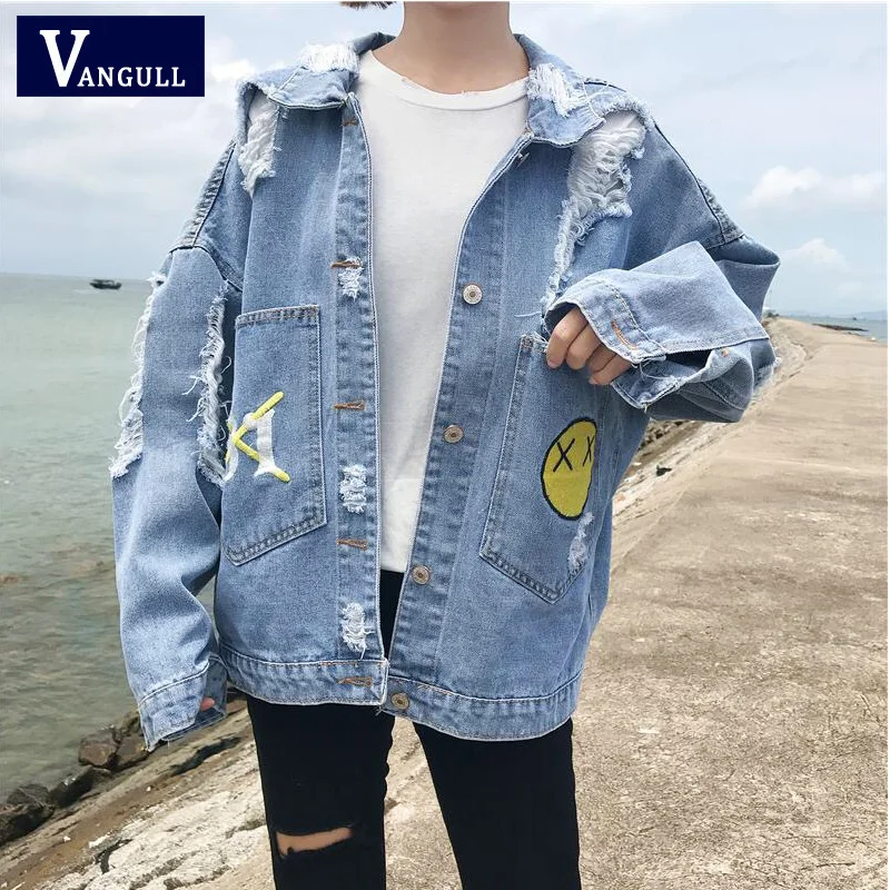 Vangull Jeans Jacket Women Loose Bomber Jacket Oversize Holes Denim Jacket Lady Elegant Vintage Coats Jackets 2019 New Basic
Vangull Jeans Jacket Women Loose Bomber Jacket Oversize Holes Denim Jacket Lady Elegant Vintage Coats Jackets 2019 New Basic