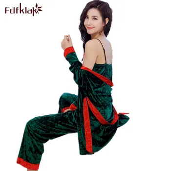 Fdfklak 3 Pieces Pyjama Gold Velvet Sexy Lingerie Pajama Sleepwear Pyjamas Women Pajamas Pijamas Mujer Winter Homewear Sets
Fdfklak 3 Pieces Pyjama Gold Velvet Sexy Lingerie Pajama Sleepwear Pyjamas Women Pajamas Pijamas Mujer Winter Homewear Sets
