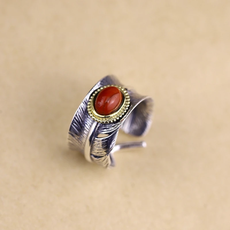925 sterling silver feather red agate rings silver handmade natural China red color feather rings for women jewelry for charms
925 sterling silver feather red agate rings silver handmade natural China red color feather rings for women jewelry for charms