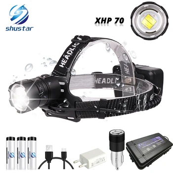 Powerful XHP70 LED Headlamp Waterproof Headlight Support zoom 3 switch modes Powered by 3 x 18650 batteries for hunting,fishing
Powerful XHP70 LED Headlamp Waterproof Headlight Support zoom 3 switch modes Powered by 3 x 18650 batteries for hunting,fishing