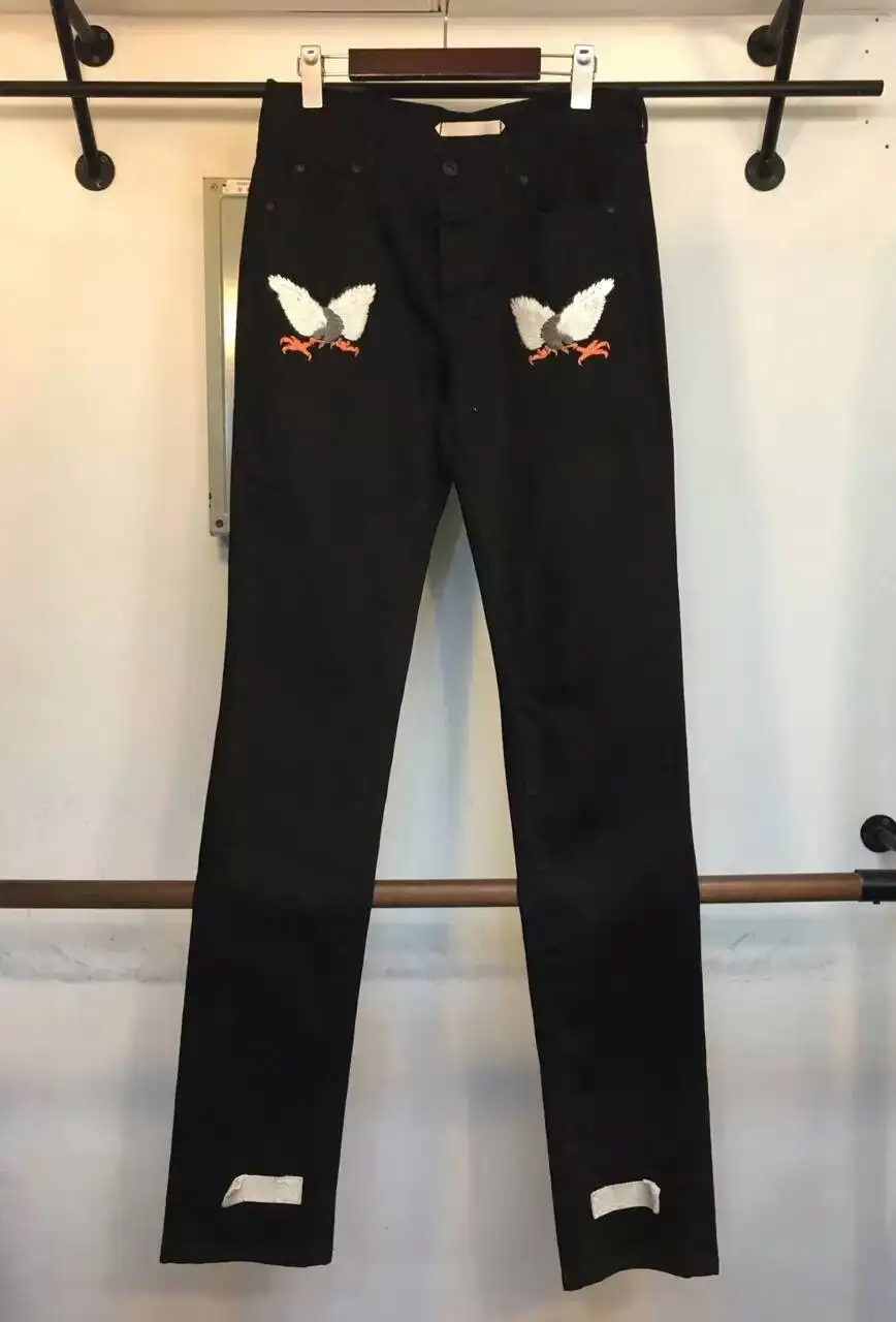 Off White c/o virgil abloh Embroidery Eagle black denim jeans denim pants TC146 
Off White c/o virgil abloh Embroidery Eagle black denim jeans denim pants TC146