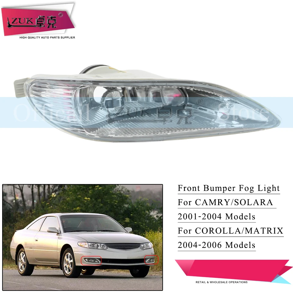 ZUK Fog Light Fog Lamp Front Bumper Light For TOYOTA COROLLA/MATRIX 2004-2006 SOLARA 2001-2004 For CAMRY 2001 2002 2003 2004
ZUK Fog Light Fog Lamp Front Bumper Light For TOYOTA COROLLA/MATRIX 2004-2006 SOLARA 2001-2004 For CAMRY 2001 2002 2003 2004