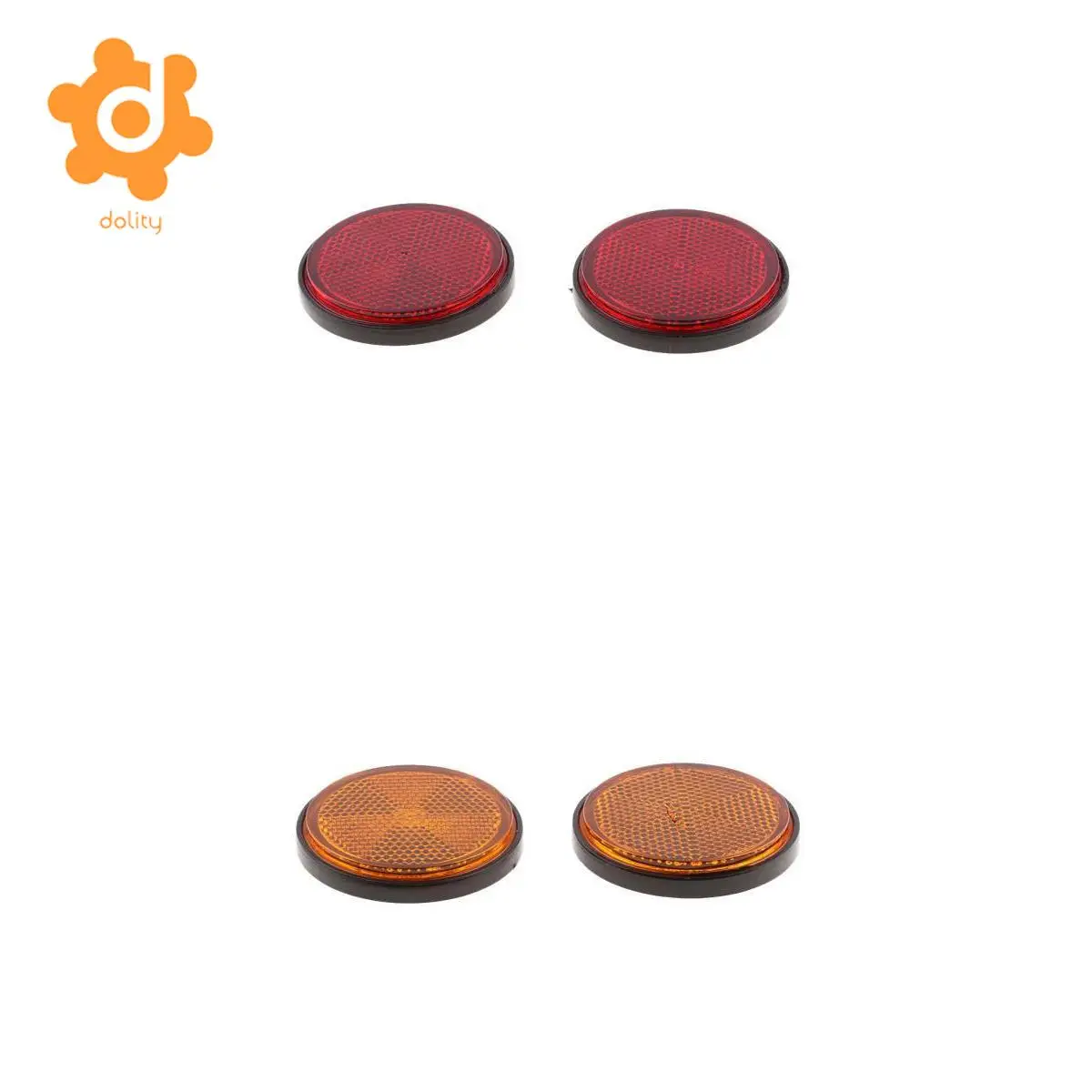Plastic Round Reflectors for Motorcycle ATV Dirt Bike Motorbike (Red & Orange)