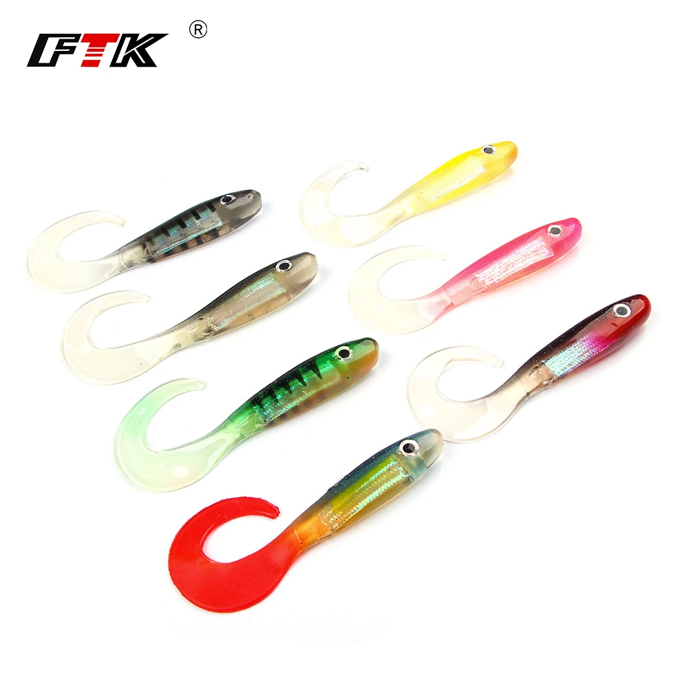 Приманка для рыбалки от FTK 4 шт. Мягкая приманка Minnow снасть аксессуары 3D глаз