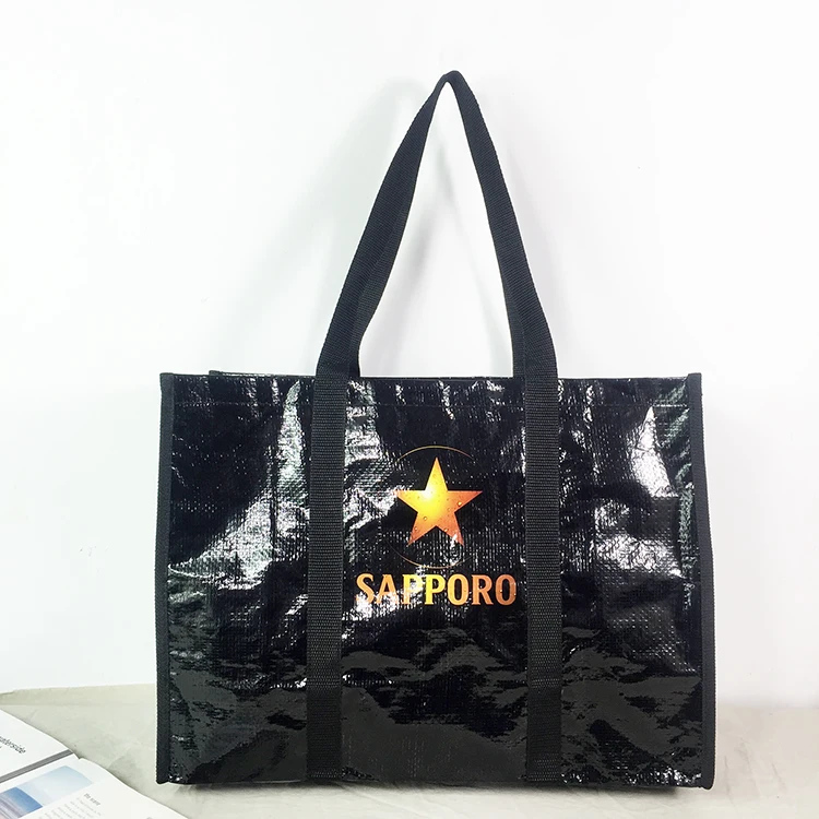 Promotional recycle black PP woven shopping tote bag available for custom 40 width x 30 height x 15 depth cm
Promotional recycle black PP woven shopping tote bag available for custom 40 width x 30 height x 15 depth cm