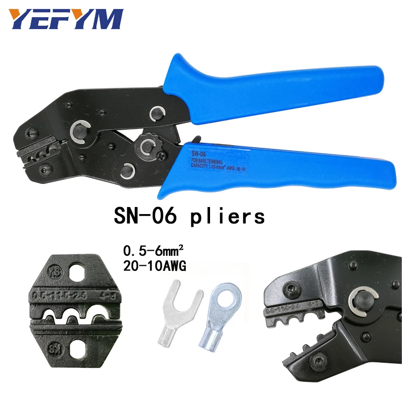YEFYM SN-06 crimping pliers for insulated terminals and connectors clamp self-adjusting capacity 0.5-6mm2 20-10AWG hand tools
YEFYM SN-06 crimping pliers for insulated terminals and connectors clamp self-adjusting capacity 0.5-6mm2 20-10AWG hand tools