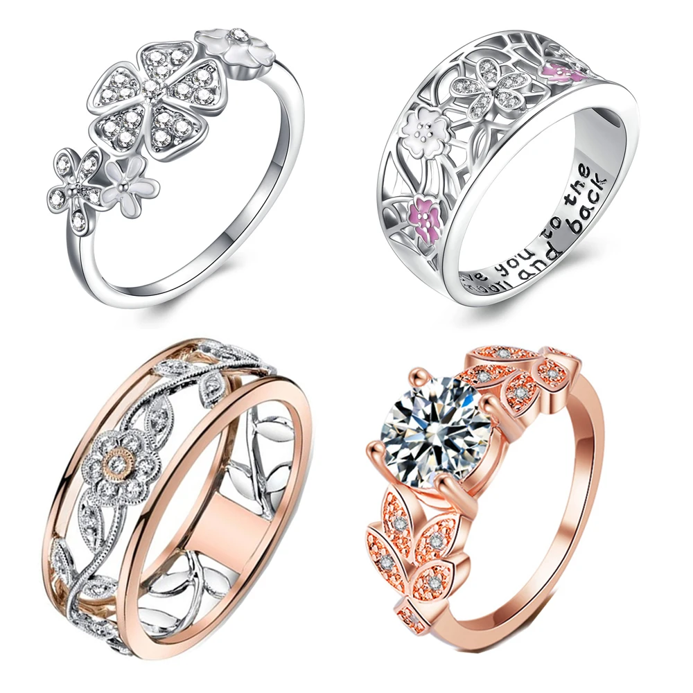 Fashion Crystal Silver Rose Gold Color Brand Ring Female Sparkling Zircon Flowers Crystal Rings For Women Engagement Jewelry
Fashion Crystal Silver Rose Gold Color Brand Ring Female Sparkling Zircon Flowers Crystal Rings For Women Engagement Jewelry