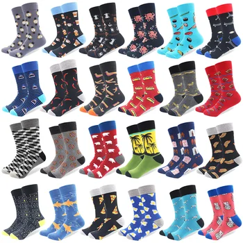 1 Pair Drop Shipping Winter Spring Happy Socks 2018 Cotton Men Crew Skateboard Socks Funny Pattern Wedding Socks Gift