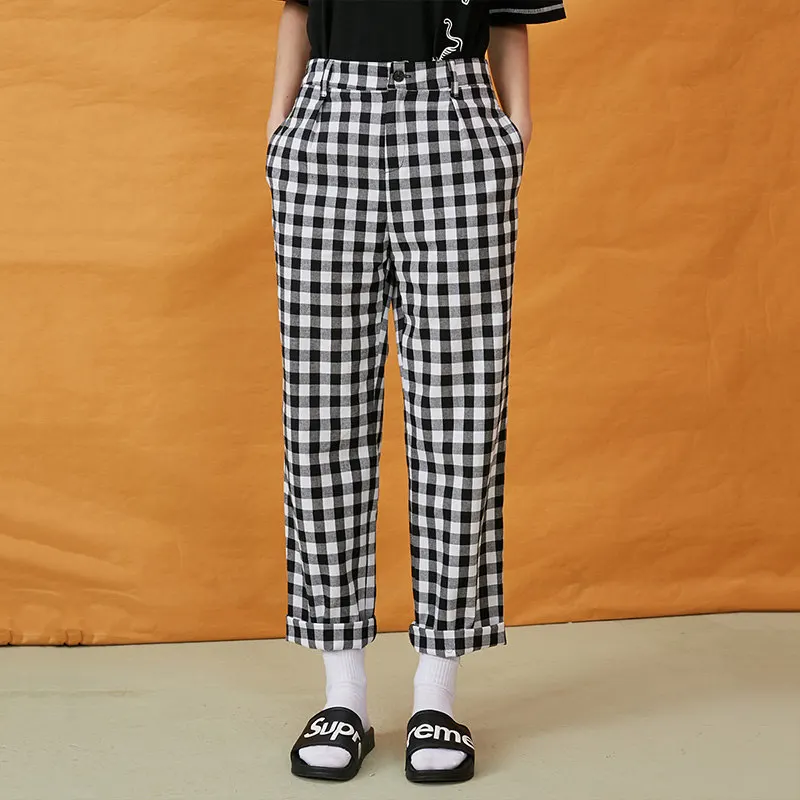 UNIFREE 2019 spring and autumn Korean style loose retro plaid high waist straight nine points summer pants UHA191P011
UNIFREE 2019 spring and autumn Korean style loose retro plaid high waist straight nine points summer pants UHA191P011