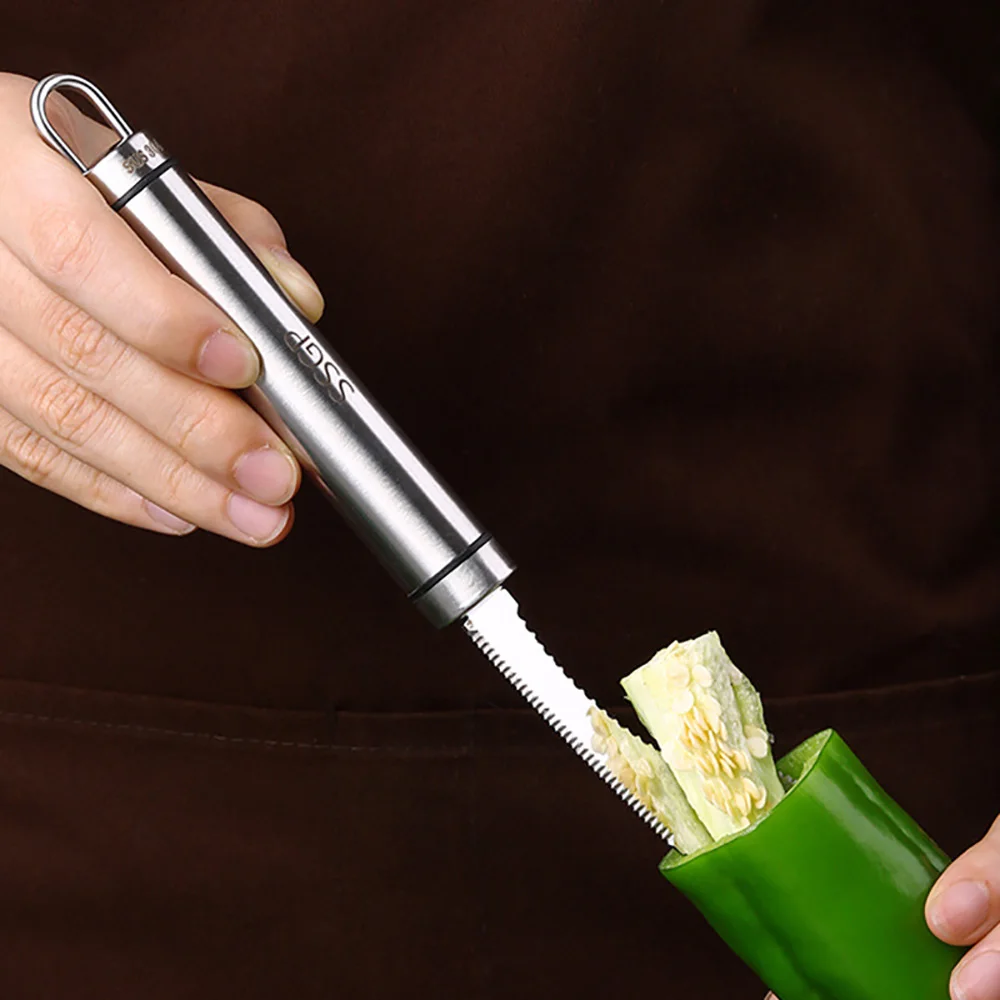 GODWJ 304 Stainless Steel Chili Pepper Corer Seed Remover Green Cucumber Digger Corer Digging Knife Fruit And Vegetable Tools
GODWJ 304 Stainless Steel Chili Pepper Corer Seed Remover Green Cucumber Digger Corer Digging Knife Fruit And Vegetable Tools