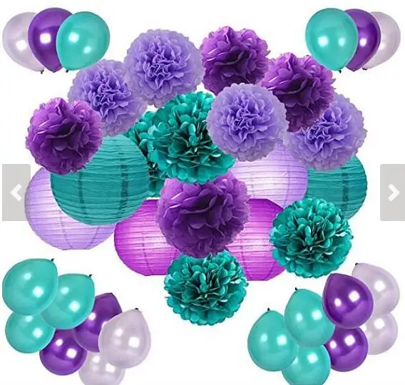 Mermaid Party Decor/Under the Sea Party Supplies 48pcs Teal Lavender Purple Pom Poms Lanterns Balloons for Birthday Party decor
Mermaid Party Decor/Under the Sea Party Supplies 48pcs Teal Lavender Purple Pom Poms Lanterns Balloons for Birthday Party decor