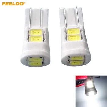 

FEELDO 2PC DC12V White T10 194 168 6SMD 5730 Chip Wedge Ceramics Light Car LED Door Light Bulbs Marker Lamps #HQ4649