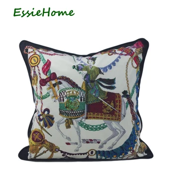 ESSIE HOME Print Velvet Pillow With Piping Blue Chain Horse Rococo Baroque Style Soft Cushion Cover Pillow Case Home Decor
ESSIE HOME Print Velvet Pillow With Piping Blue Chain Horse Rococo Baroque Style Soft Cushion Cover Pillow Case Home Decor