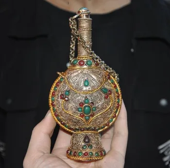 christmas 5" Old Tibet Buddhism bronze Silver Filigree Inlay turquoise gem snuff bottle halloween
christmas 5" Old Tibet Buddhism bronze Silver Filigree Inlay turquoise gem snuff bottle halloween