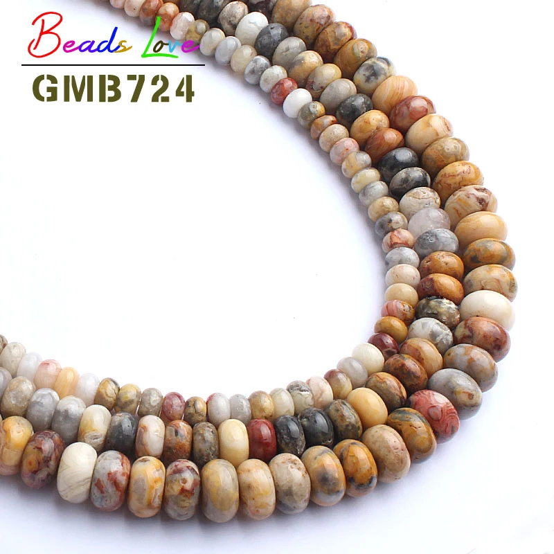 

Natural Crazy Agates Stone Rondelle Beads For Jewelry Making 15inch 6/8/10mm Spacer Beads Diy Bracelet Wholesale