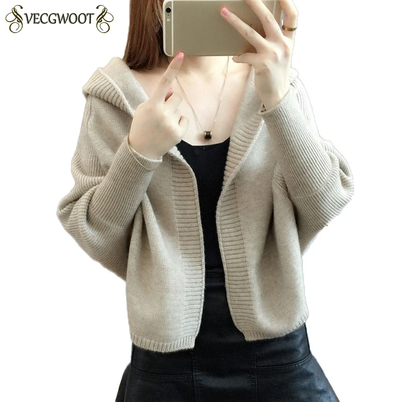 Autumn Knit Women's Cardigan Sweater Coat 2019 Solid color Short Sweater Long sleeve Loose Hooded Sweater Coat Female HP221
Autumn Knit Women's Cardigan Sweater Coat 2019 Solid color Short Sweater Long sleeve Loose Hooded Sweater Coat Female HP221