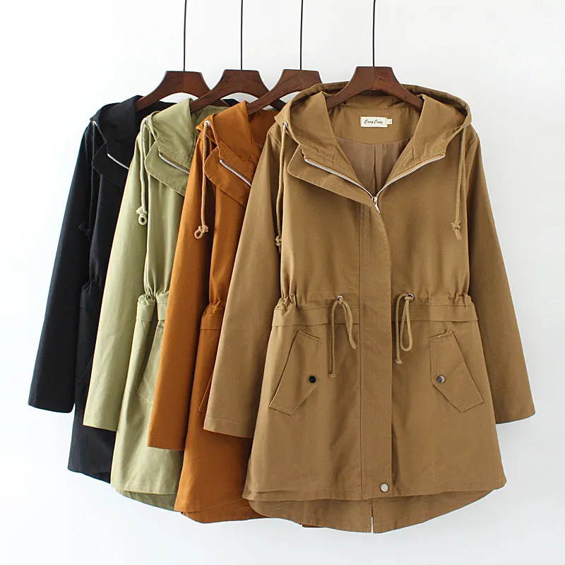 2019 Fashion Plus size XL-4XL Hooded Trench Coat Women Long sleeve Cotton Windbreaker Female Loose Casual Tops Outerwear G337
2019 Fashion Plus size XL-4XL Hooded Trench Coat Women Long sleeve Cotton Windbreaker Female Loose Casual Tops Outerwear G337