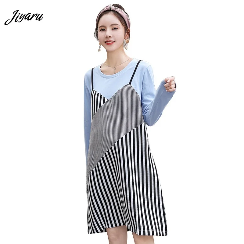 Pregnant Women Striped Dresses Long Sleeves Maternity Clothes Autumn Pregnancy | Мать и ребенок