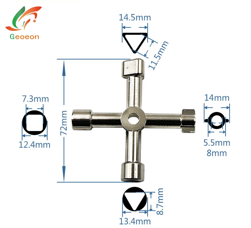1PC 4 In 1 Cross Key Spanner Universal Wrench Kirsite Square Triangle Train Electrical Cabinet Mini Practical Hand Tools A50
1PC 4 In 1 Cross Key Spanner Universal Wrench Kirsite Square Triangle Train Electrical Cabinet Mini Practical Hand Tools A50