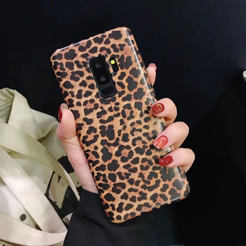 Мягкий чехол для телефона с леопардовым принтом Samsung S7edge S8 S8plus S9 S9plus Note8 Note9 задняя