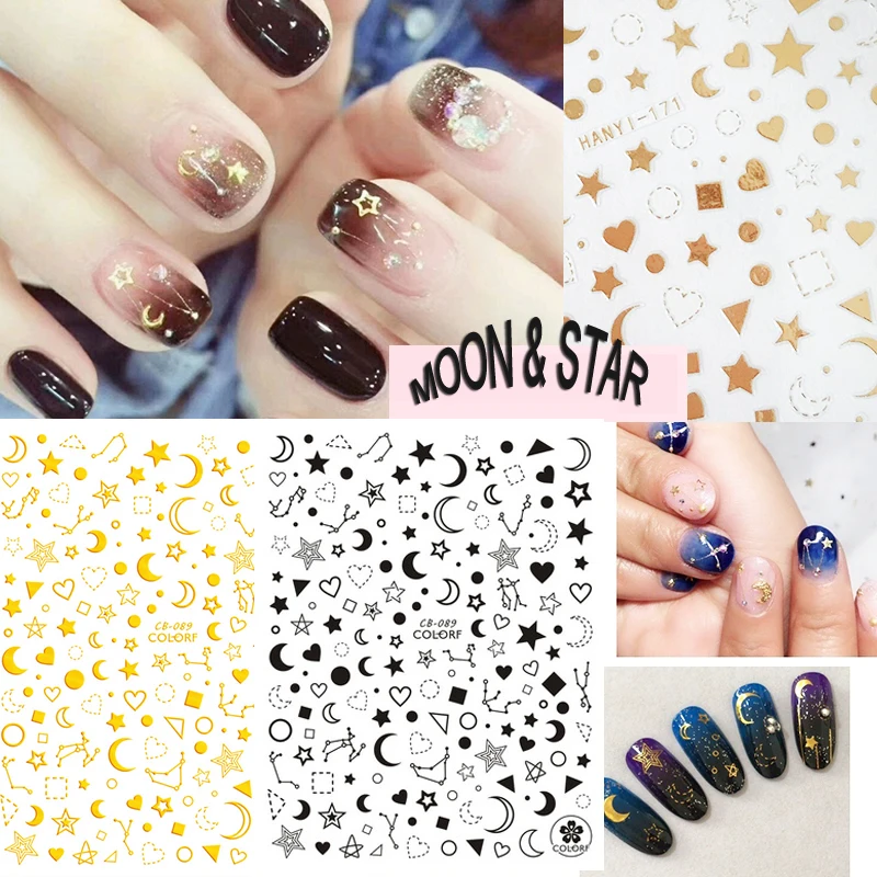 3D Nail Sticker Moon DIY Sticker Decals Tips Manicure Charm Design Self Adhesive Star Nails Sticker Art for Nail Decoration
3D Nail Sticker Moon DIY Sticker Decals Tips Manicure Charm Design Self Adhesive Star Nails Sticker Art for Nail Decoration