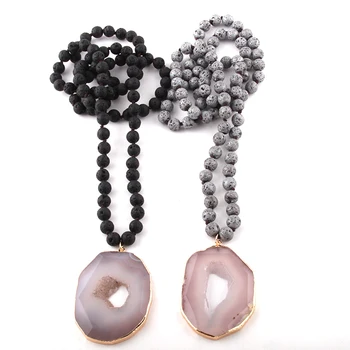 Fashion Bohemian Jewelry Lava Stones Long Knotted Gray Agat Pendant Necklace Women Lariat Necklaces
Fashion Bohemian Jewelry Lava Stones Long Knotted Gray Agat Pendant Necklace Women Lariat Necklaces