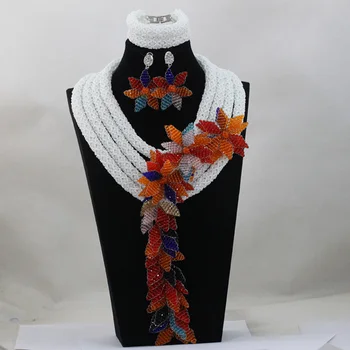 Magnificent African White Crystal Bead Jewelry Sets Orange Multicolor Flower Jewelry Sets for Women Bridal Free Shipping ANJ005
Magnificent African White Crystal Bead Jewelry Sets Orange Multicolor Flower Jewelry Sets for Women Bridal Free Shipping ANJ005