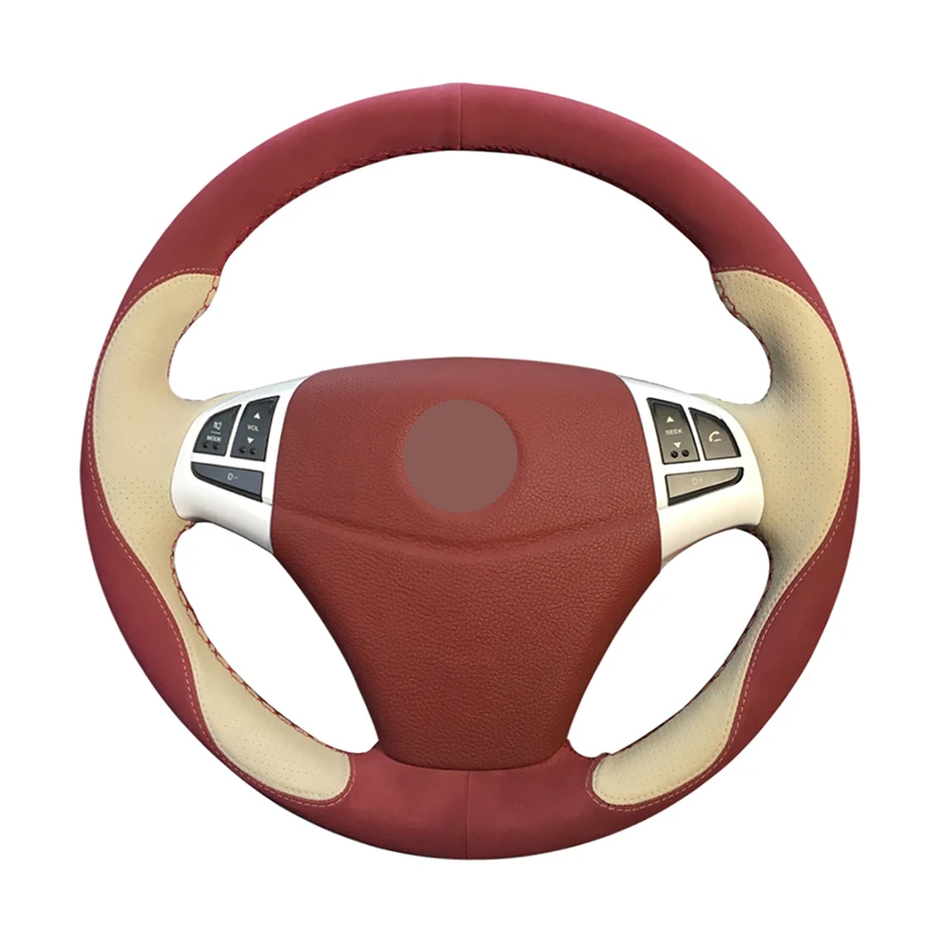 Hand-stitched Beige Wine Red Leather Anti-slip Car Steering Wheel Cover for Ssangyong Korando 2011-2014
Hand-stitched Beige Wine Red Leather Anti-slip Car Steering Wheel Cover for Ssangyong Korando 2011-2014