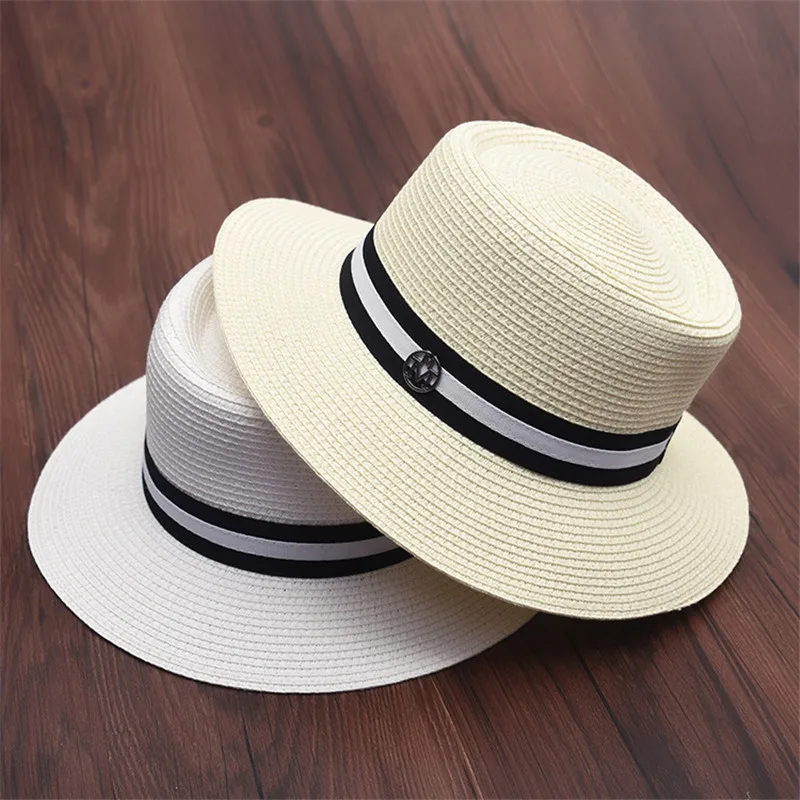 2018 Summer Autumn Black White Striped Straw Hat For Women Panamas Flat-Top Cap With Letter M Fedora Hat Lady Bowler Jazz Hat
2018 Summer Autumn Black White Striped Straw Hat For Women Panamas Flat-Top Cap With Letter M Fedora Hat Lady Bowler Jazz Hat