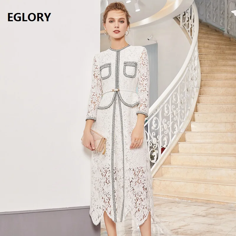 One Piece Dress 2018 Autumn Fashion Lace Dress Wommen O-Neck Wave Pattern Lace Embroidery Dress Midi Party Vestidos De Novia
One Piece Dress 2018 Autumn Fashion Lace Dress Wommen O-Neck Wave Pattern Lace Embroidery Dress Midi Party Vestidos De Novia