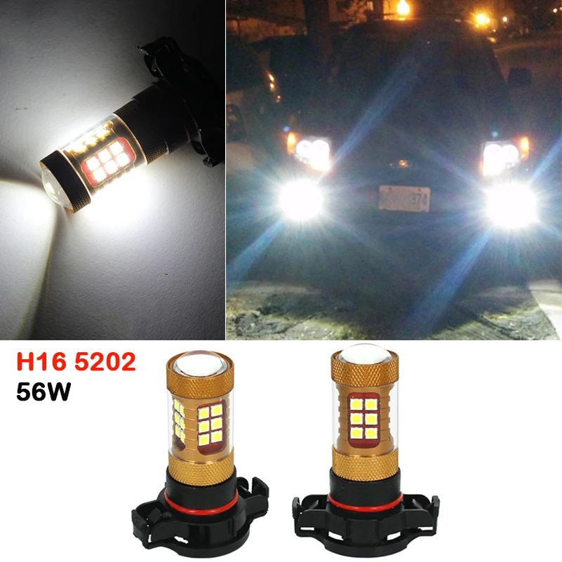 

2x H16 5202 56W White LED Car Fog Lamp Bulb LED Driving Light DRL Daytime Running Lights For GMC Sierra Pickup HD Denali Acadia