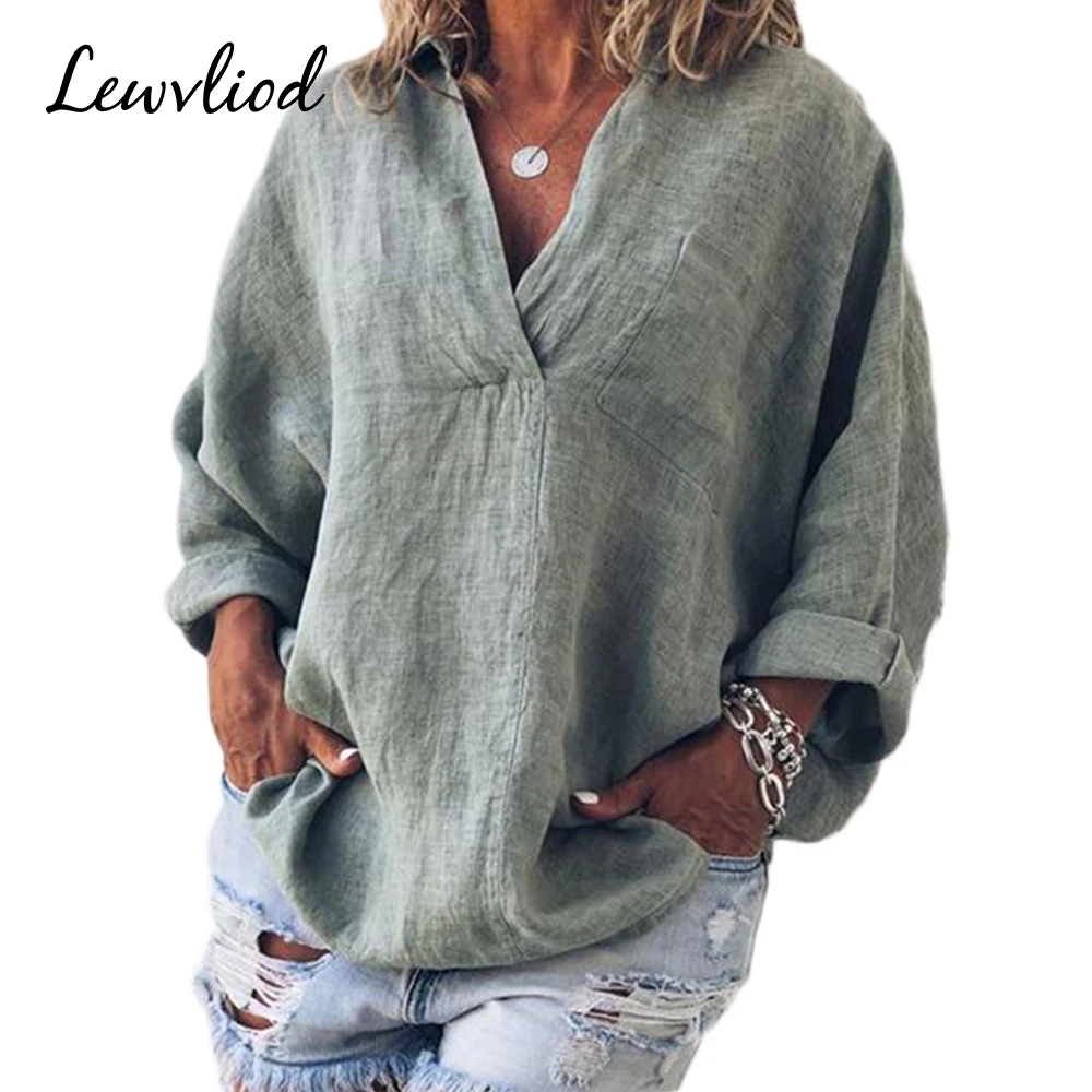 2019 Summer Women's Shirt Tunic Cotton Linen Casual V-Neck Loose Women Clothing Blusas Blouses Solid Pure Long Sleeve Tops
2019 Summer Women's Shirt Tunic Cotton Linen Casual V-Neck Loose Women Clothing Blusas Blouses Solid Pure Long Sleeve Tops