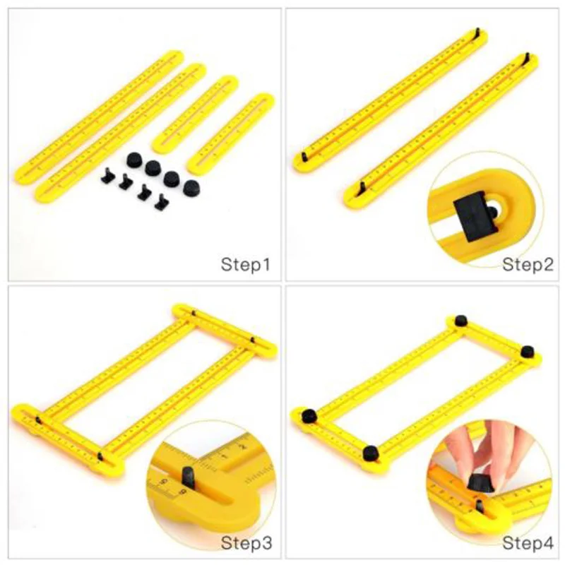 Foldable Universal Four-side Ruler Multi Angle Measuring Tool Ultimate Template 
Foldable Universal Four-side Ruler Multi Angle Measuring Tool Ultimate Template