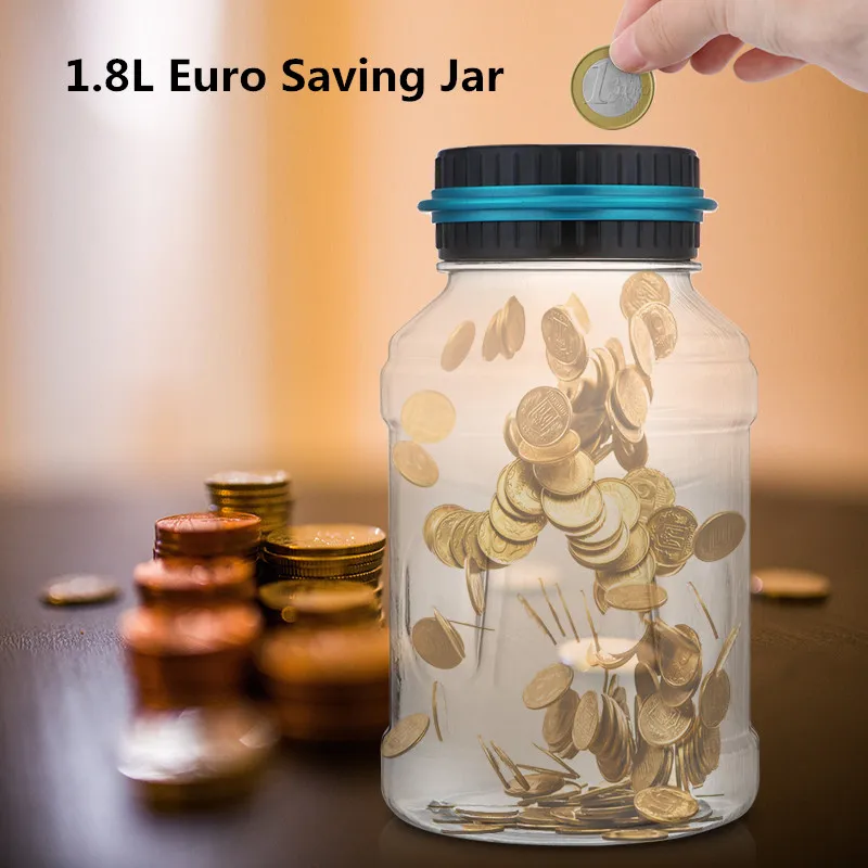 Money Saving Box Jar Bank with LCD Battery Coin Counter for Kid Adult Boy Girl As Unique Gift 1.5L Coin Piggy Saving Bank Digital Coin Bank Jar Coin Counter Storage