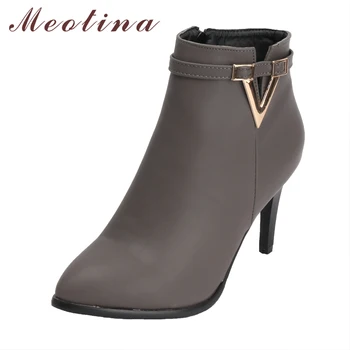 Meotina Boots Women Ankle Boots High Heels Winter Boots Gray Pointed Toe Zipper Stiletto Short Shoes Winter 2018 Size 34-43
Meotina Boots Women Ankle Boots High Heels Winter Boots Gray Pointed Toe Zipper Stiletto Short Shoes Winter 2018 Size 34-43