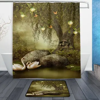 Mystic Tree Fantasy Pond Swan Waterproof Polyester Fabric Shower Curtain with Hooks Doormat Bath Floor Mat Bathroom Home Decor
Mystic Tree Fantasy Pond Swan Waterproof Polyester Fabric Shower Curtain with Hooks Doormat Bath Floor Mat Bathroom Home Decor