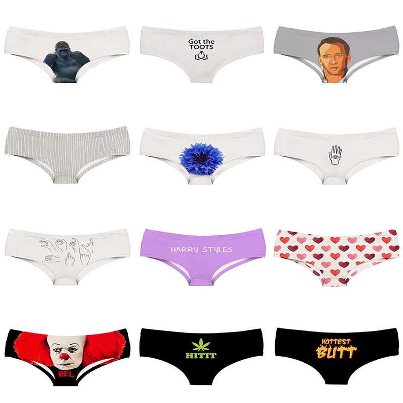 3D Gorilla Pattern Flowers Women Underwear Letter Words Horrify Clown Hand Eye Lady Briefs Leaves Print Woman Panties
3D Gorilla Pattern Flowers Women Underwear Letter Words Horrify Clown Hand Eye Lady Briefs Leaves Print Woman Panties