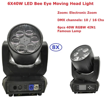 8XLot New Led Bee Eye Moving Head Light 6X40W RGBW 4IN1 Professional Stage Lights With Zoom Function For Dj Disco Party Lights
8XLot New Led Bee Eye Moving Head Light 6X40W RGBW 4IN1 Professional Stage Lights With Zoom Function For Dj Disco Party Lights