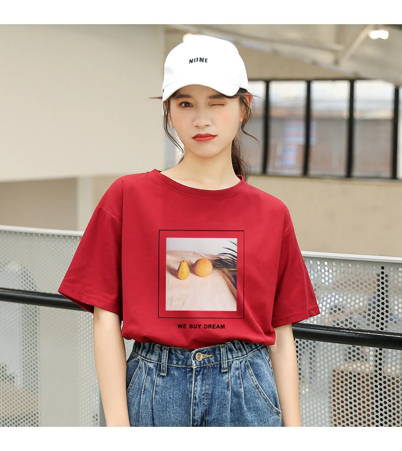 Summer New Harajuku Short Sleeve Funny Printed T Shirt Women O-neck Cotton Tops Tee Shirt Femme Streetwear Casual Korean Clothes (6)
