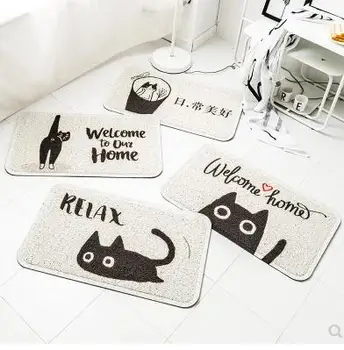 environmental dust removal rug PVC coil door mat black cat printed door mat rug anti-slip kitchen carpet
environmental dust removal rug PVC coil door mat black cat printed door mat rug anti-slip kitchen carpet