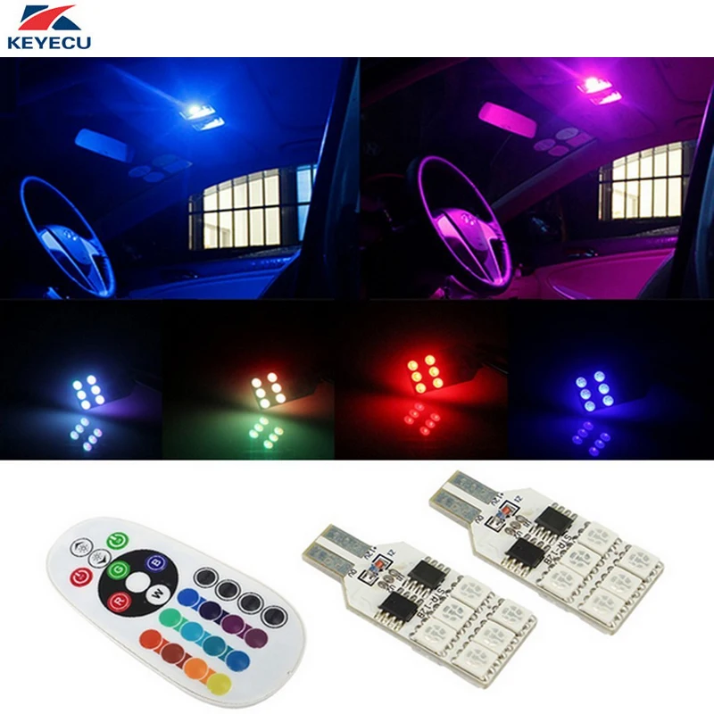 KEYECU Pack of 2 T10 5050 12SMD RGB Car LED Bulbs Atmosphere Light for Auto Side marker Indicator Dome Reading License Light
KEYECU Pack of 2 T10 5050 12SMD RGB Car LED Bulbs Atmosphere Light for Auto Side marker Indicator Dome Reading License Light