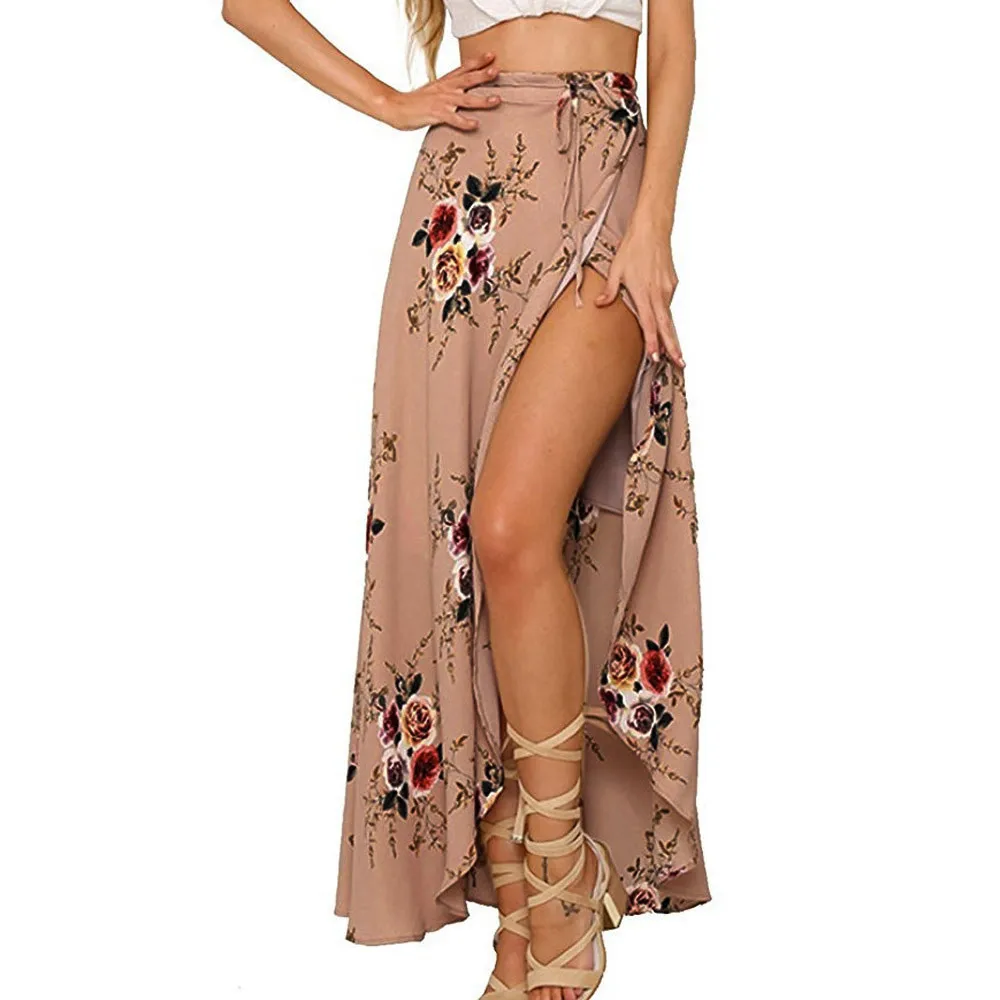 Women Summer Hight Waist High Split Printed Maxi Skirt Pleated Chiffon Long Casual Boho Sandy Beach Skirts Falda corta d4
Women Summer Hight Waist High Split Printed Maxi Skirt Pleated Chiffon Long Casual Boho Sandy Beach Skirts Falda corta d4