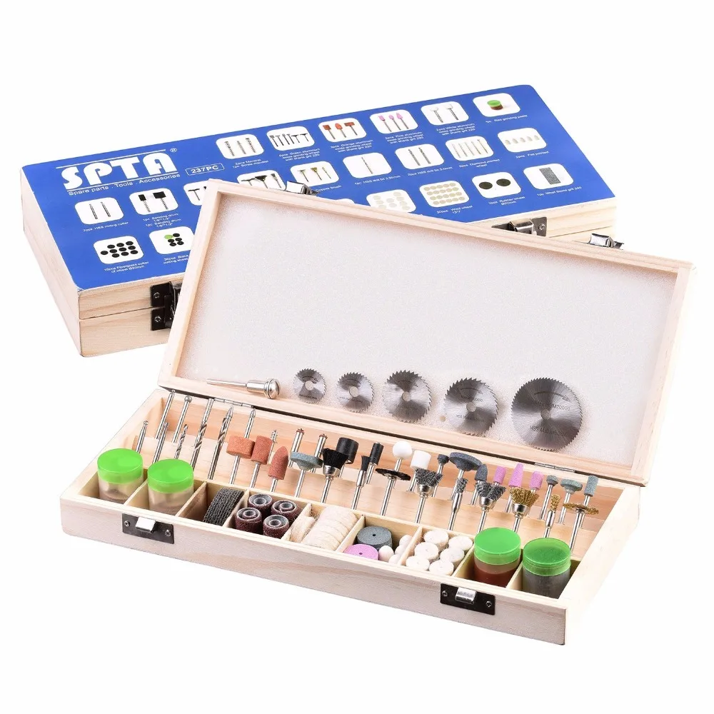 SPTA 242Pcs Rotary Tool Accessory Bit Bits Set & HSS Saw Blde 1/8inch Shank For Dremel Proxxon Rotary Tool Engraving, Drilling
SPTA 242Pcs Rotary Tool Accessory Bit Bits Set & HSS Saw Blde 1/8inch Shank For Dremel Proxxon Rotary Tool Engraving, Drilling