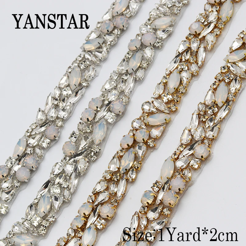 YANSTAR 1YARD Wholesale Gold Crystal Rhinestone With opal For Wedding Sash Clear Silver Crystal Rhinestone Applique YS920
YANSTAR 1YARD Wholesale Gold Crystal Rhinestone With opal For Wedding Sash Clear Silver Crystal Rhinestone Applique YS920