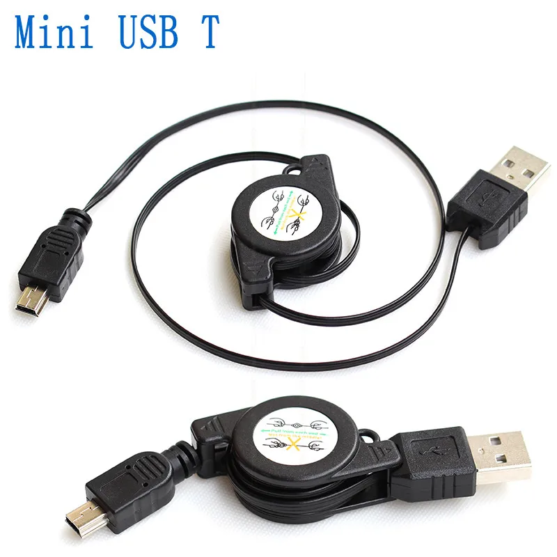 

Kuyia Retractable 5Pin mini USB Cable For Charge Fast Data Transfer Micro V8 USB2.0 Charge Cable Mobile GPS MP3-(3PCS)